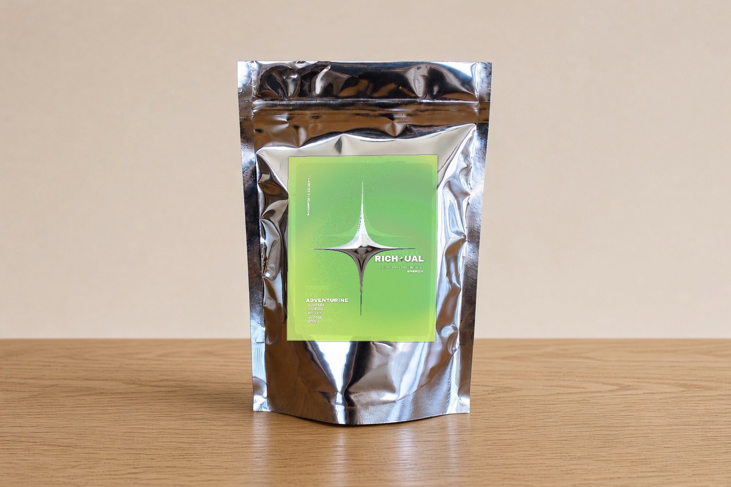 Aventurine shimmering green tea pouch